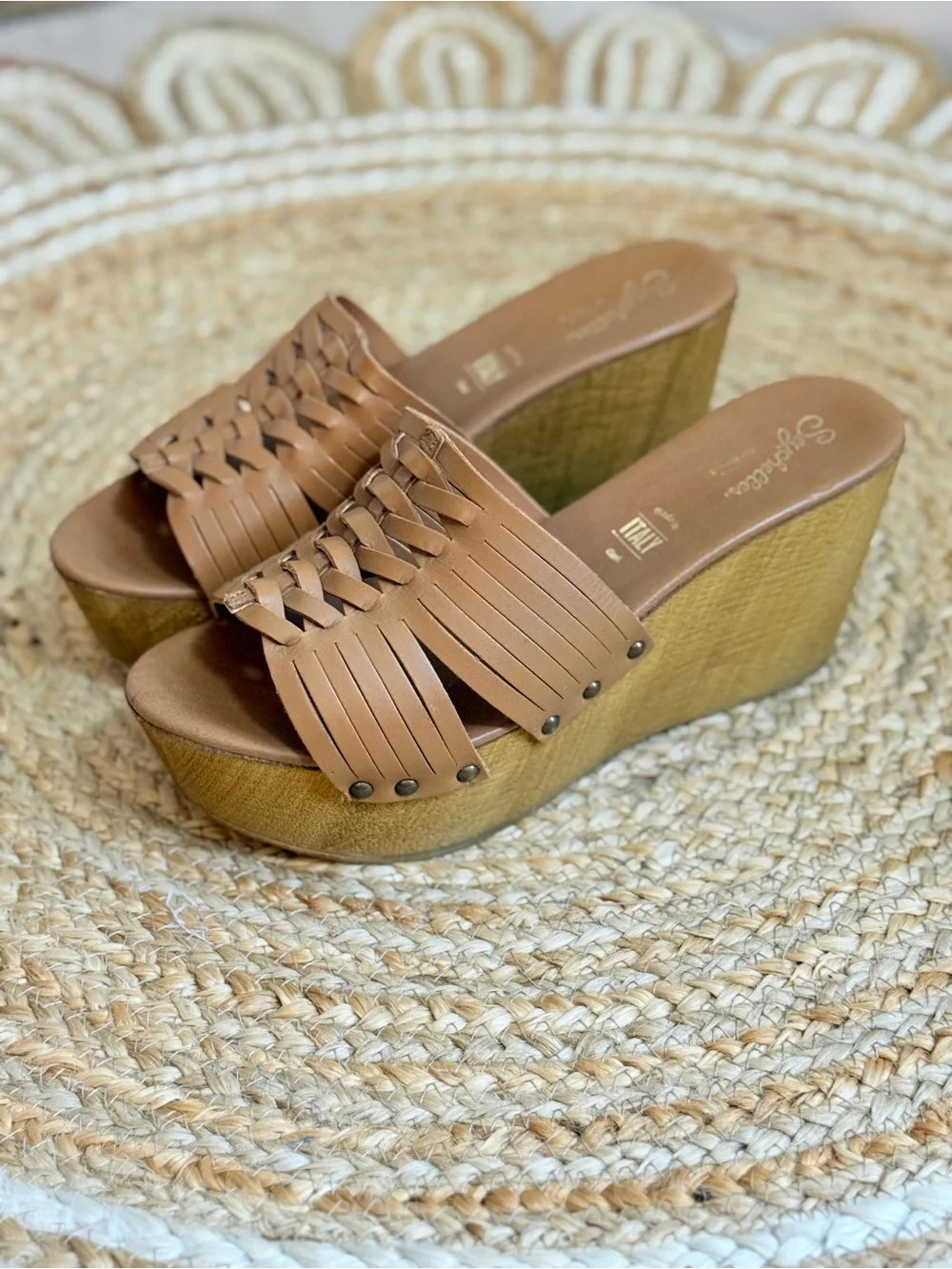 🌾 Seychelles Woven Platform Slide -‎ Brown